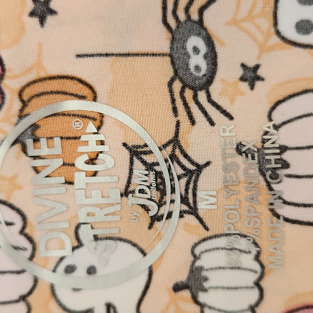 Halloween Pumpkin Print Women's ScrubTop - Picture 4 of 5